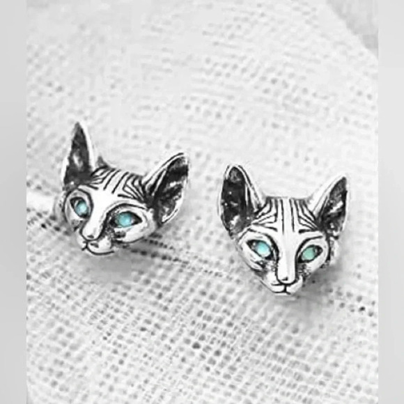 Mini Cat Stainless Steel Stud Earrings - Picture 1 of 1